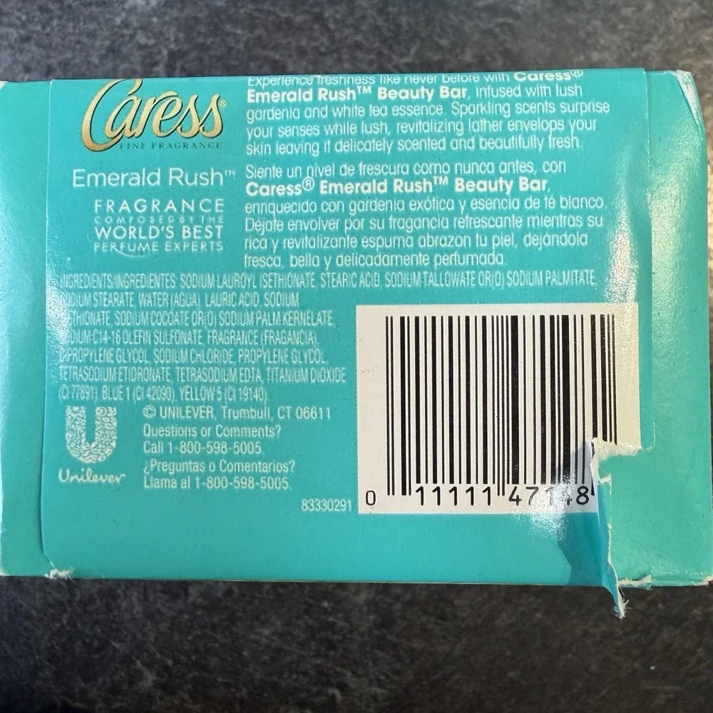 7- Caress Emerald Rush Lush Gardenia & White Tea Beauty Bar Soap‎ Full Size NEW